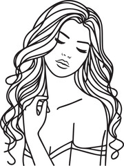 Elegant Black & White Beautiful Girls Vector Illustrations