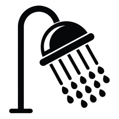 Shower head icon depicts water flowing in individual streams that indicate cleanliness