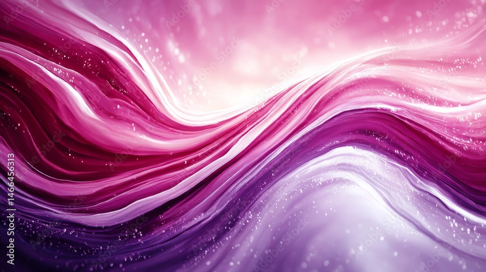 Poster luminous flow: abstract waves of vibrant pink and purple hues with shimmering highlights, a dreamy a