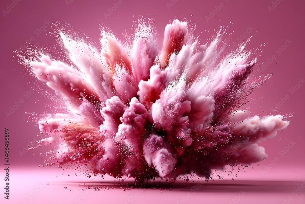 Aufkleber Pink Powder Explosion: An Abstract Display of Color and Motion in Studio Setting, Creating a Dynamic and Visually Striking Composition.