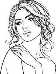 Elegant Black & White Beautiful Girls Vector Illustrations
