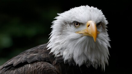 Fototapeta premium Close-up of an eagle's head and upper body, showcasing its sharp features and powerful gaze