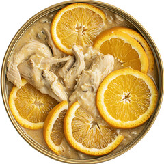 Chicken with Orange Slices Isolated on Transparent Background