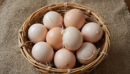 Rustic Basket of Fresh Eggs