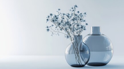 Delicate floral arrangement in glass vases