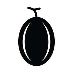 honeydew melon vector silhouette icon, black and white illustration of fruits.