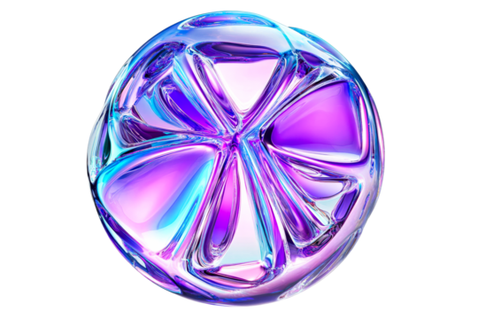 Glossy purple frame orb, abstract shape structure, cut out transparent - Powered by Adobe