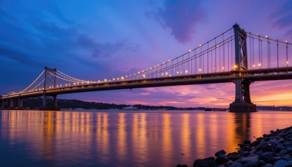 Naklejka premium Majestic Sunset over the Throgs Neck Bridge
