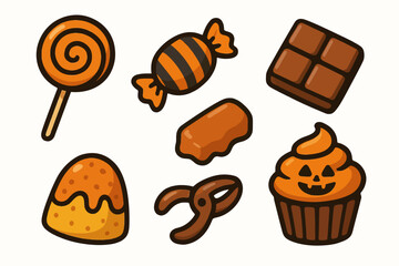 Halloween candy and sweet treats illustration Vector