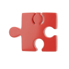 Obraz premium A single red puzzle piece with a glossy finish isolated on a black background in a close up view