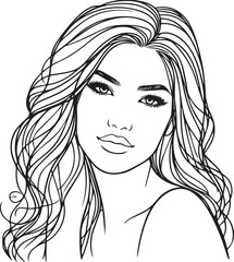 Elegant Black & White Beautiful Girls Vector Illustrations
