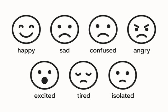 Simple emotional faces chart with labels Vector