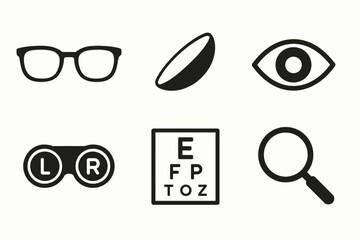 Vision and eye care icons for optometry Vector