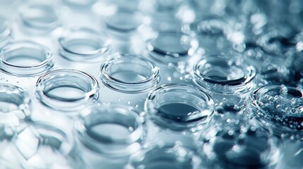 Clear circular wells in a scientific lab