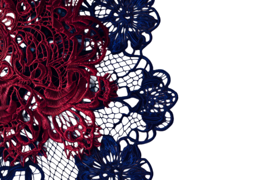 Elegant Embroidered Lace Doily Border, Cut Out Transparent