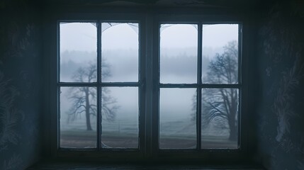 Fototapeta premium Broken Window with Fog