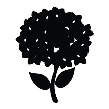 black hydrangea flower silhouette on white clip art preview