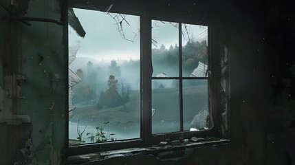 Broken Window with Fog