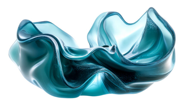 Azure flowing abstract shape isolated on background, cut out transparent