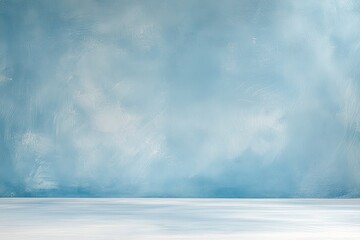 Light blue textured wall background with a smooth white floor