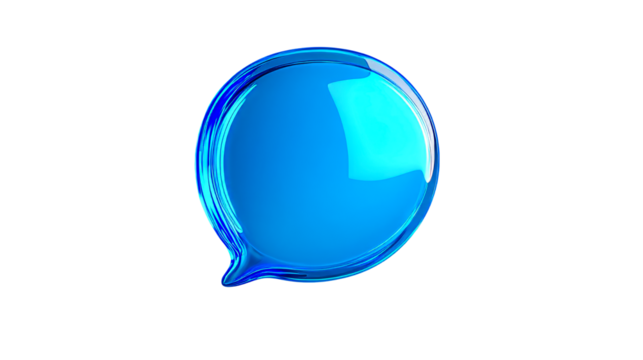Glossy Blue Speech Bubble, Cut Out Transparent