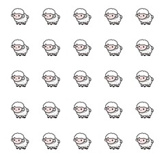 Set of funny sheep illustration