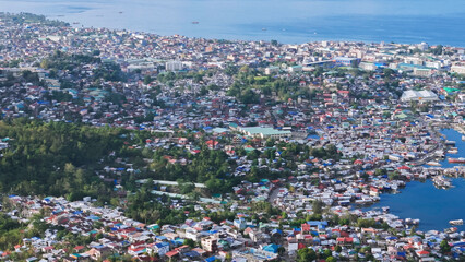 Surigao City Mindanao Philippines. Aerial Photo of the rapidly growing and sprawling city.