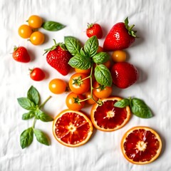 Naklejka premium fresh fruit salad with strawberries