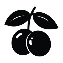 jabuticaba vector silhouette icon, black and white illustration of fruits.