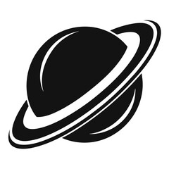 Striking monochrome illustration shows a planet enveloped by orbiting rings against a white backdrop