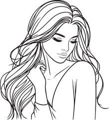 Elegant Black & White Beautiful Girls Vector Illustrations