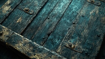 Obraz premium Weathered Wooden Chest Lid Detail