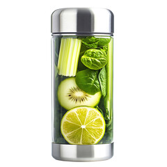 Kiwi Lime Greens with Cucumbers Isolated on Transparent Background