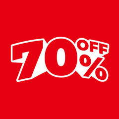 Bold 70 Percent Off Sale Banner on Red Background