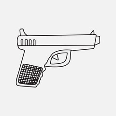 Police Icons Hand Drawn Doodle Coloring Vector. Set of Cute Police Related Objects in Doodle Style Police element doodles