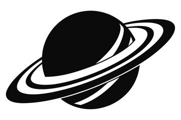 The black silhouette of Saturn's planet is encircled by its striking rings