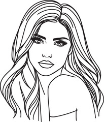 Elegant Black & White Beautiful Girls Vector Illustrations