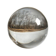 Memorial Crystal Sphere with Engraved Text Isolated on Transparent Background