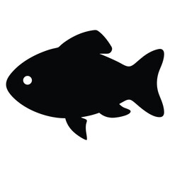 kribensis fish vector silhouette icon, black and white illustration of fish.
