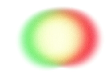 Green red color glowing grainy gradient shape transparent background. Abstract color gradient cutout on transparent background. Vibrant grungy, noise texture effect, grungy effect cutout