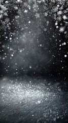 Obraz premium Winter Wonderland: A serene display of falling snowflakes against a deep, mysterious, and evocative background, capturing the magical ambiance of winter and the quiet beauty of the season. 