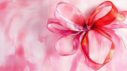 A Beautiful Display of Artistic Pink Ribbon Over Soft Pastel Background Design for Celebratory Vibes