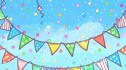 Fototapeta premium Flag Day Hand - drawn Background: Colored Brushes Paint Red Flags, Spreading a Colorful Scroll of the Dancing between Vivid Strokes and Flag Majesty
