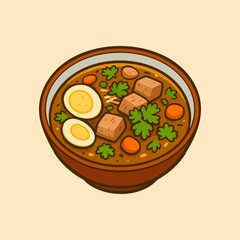 Cartoon Betawi Soup with Egg and Tofu