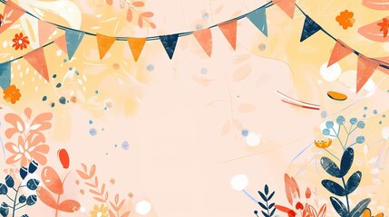 Obraz premium Flag Day Hand - drawn Background: Colored Brushes Paint Red Flags, Spreading a Colorful Scroll of the Dancing between Vivid Strokes and Flag Majesty