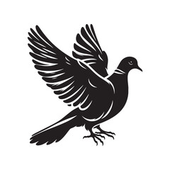 Graceful Eurasian Collared Dove Bird Vector Silhouette – Elegant Flight, Peaceful Perch, and Timeless Symbol of Tranquility in Minimalist Art - Illustration of Collared Dove Bird.
