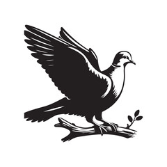 Graceful Eurasian Collared Dove Bird Vector Silhouette – Elegant Flight, Peaceful Perch, and Timeless Symbol of Tranquility in Minimalist Art - Illustration of Collared Dove Bird.