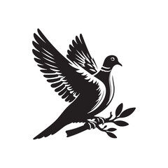Graceful Eurasian Collared Dove Bird Vector Silhouette – Elegant Flight, Peaceful Perch, and Timeless Symbol of Tranquility in Minimalist Art - Illustration of Collared Dove Bird.