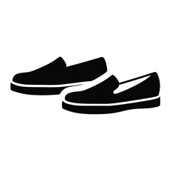 loafers vector silhouette icon, black and white illustration of footwear.
