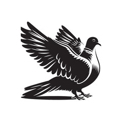 Graceful Eurasian Collared Dove Bird Vector Silhouette – Elegant Flight, Peaceful Perch, and Timeless Symbol of Tranquility in Minimalist Art - Illustration of Collared Dove Bird.